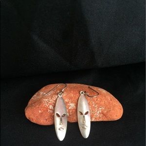 Hold for Erica - Sterling Silver face mask Earrings tribal - ethnic